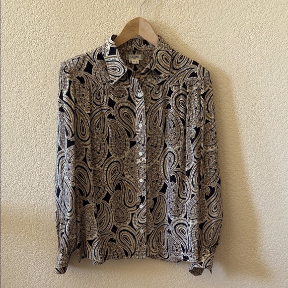 Celine Vintage Black and White Paisley Button-Down Shirt - Picture 1 of 13